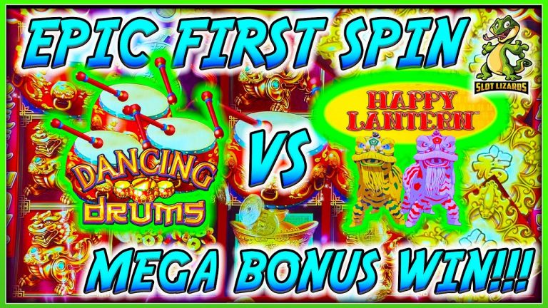 FIRST SPIN MEGA BONUS COMEBACK Dancing Drums VS Happy Lantern 5 DRUM RETRIGGER ACTION!