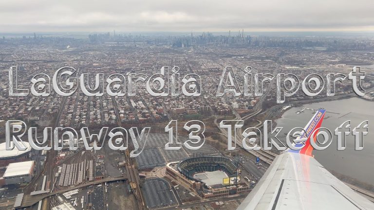 Takeoff New York City Runway 13 LaGuardia Airport 4k