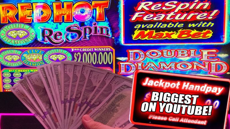 $300 BETS LEADS TO A MASSIVE JACKPOT WIN ON DOUBLE DIAMOND SLOT MACHINE HIGH LIMIT ROOM BETS