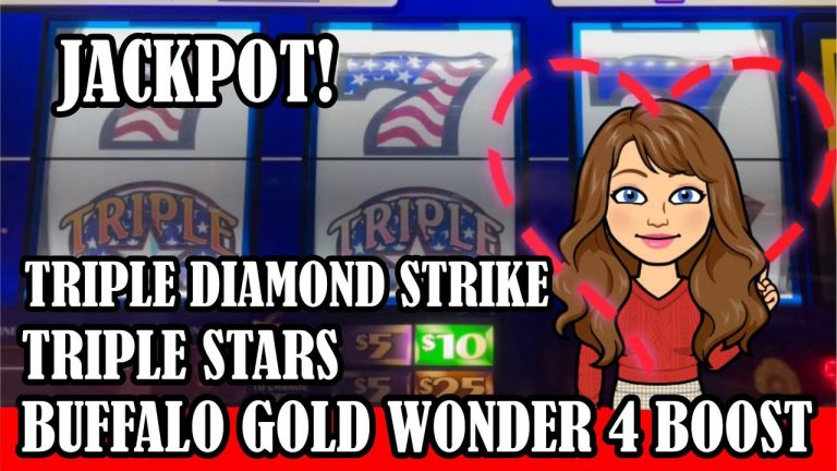 Las Vegas Slot Machines – Handpay Jackpot! Triple Diamond Strike, Triple Stars & Buffalo Gold Boost!