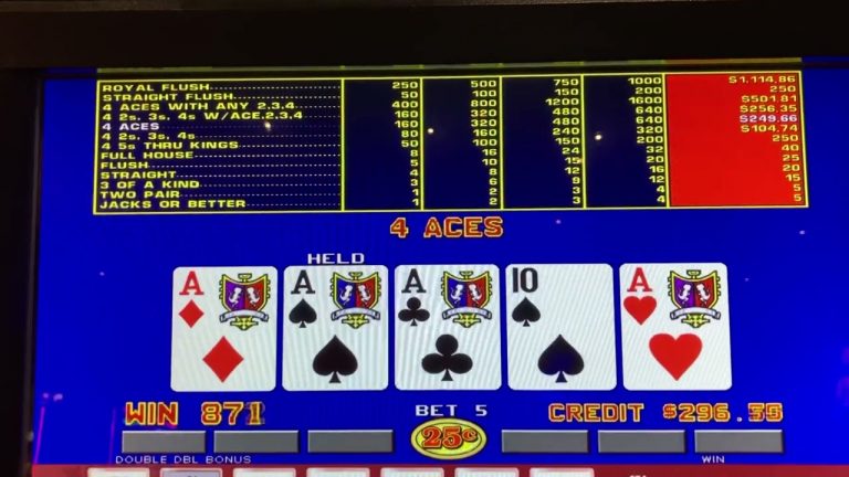 MINT! Progressive Video Poker Win! 4 Aces Again! Double Double Bonus Poker! Live Play at Casino!