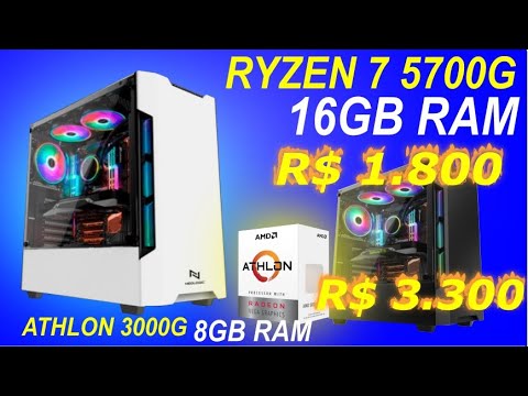 PC Gamer AMD Ryzen 7 5700G 16GB (Vega 8 Integrado) SSD 240GB 500W 80 Plus/ PC AMD Athlon 3000G 8GB