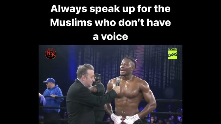 American Muslim Boxer speaks up for World Muslims & shouts Allahu akbar after 10-0 knockout #shorts