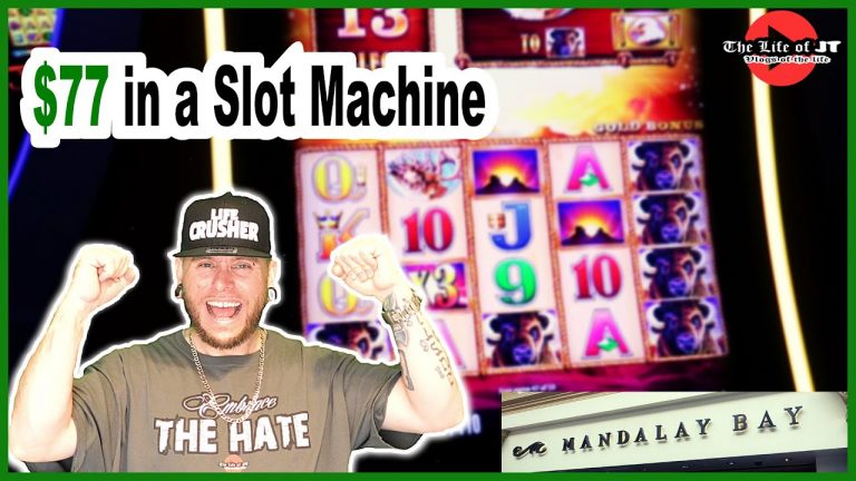 I put $77 in a MANDALAY BAY LAS VEGAS slot machine and was SHOCKED |Full Audio Reactions