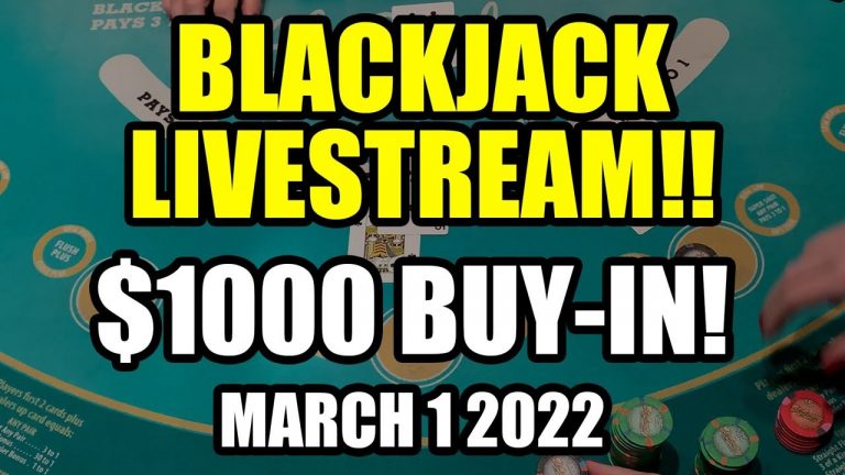 INCREDIBLE LUCK!! HUGE WIN! BLACKJACK! $1000 VS THE CASINO! March 1st 2022