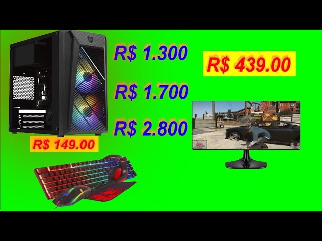 PC GAMER R$ 1.300 MONITOR R$ 400.00 KIT TECLADO E MOUSE HEADSET R$ 149.00