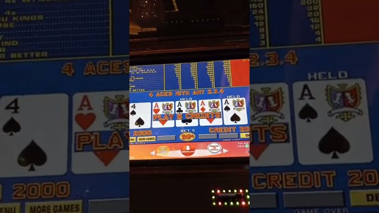 Video Poker Win! 4 aces with a kicker