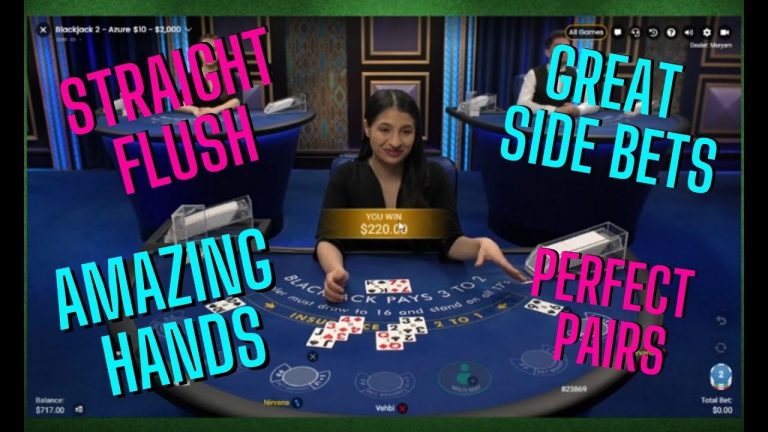 A STRAIGHT FLUSH & PERFECT PAIRS – AMAZING BLACKJACK SESSION WITH GREAT SIDE BETS