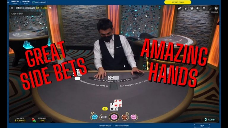 AMAZING HANDS WITH GREAT SIDE BETS ON INFINITE BLACKJACK SESSION