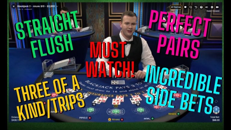 BLACKJACK – AMAZING SIDE BETS WITH TRIPS/ STRAIGHT FLUSH/ PERFECT PAIRS ON REGULAR BLACKJACK SESSION