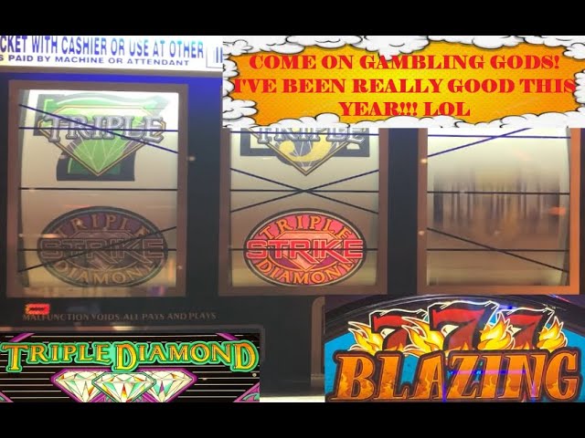 BLAZING 777 + 5 LINE TRIPLE DIAMOND STRIKE + TRIPLE DIAMOND SLOT PLAY!