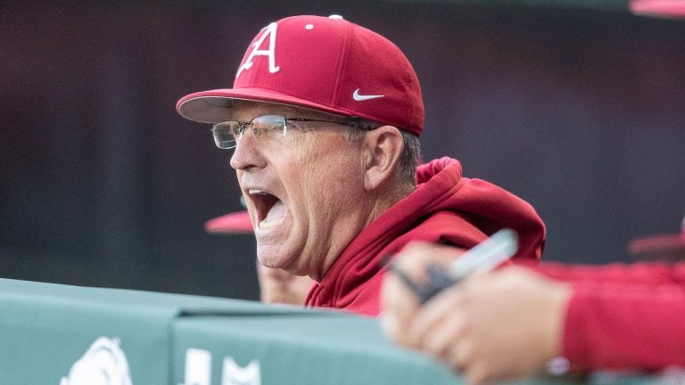 Hogs coach Dave Van Horn after dropping first game of series at Texas A&M