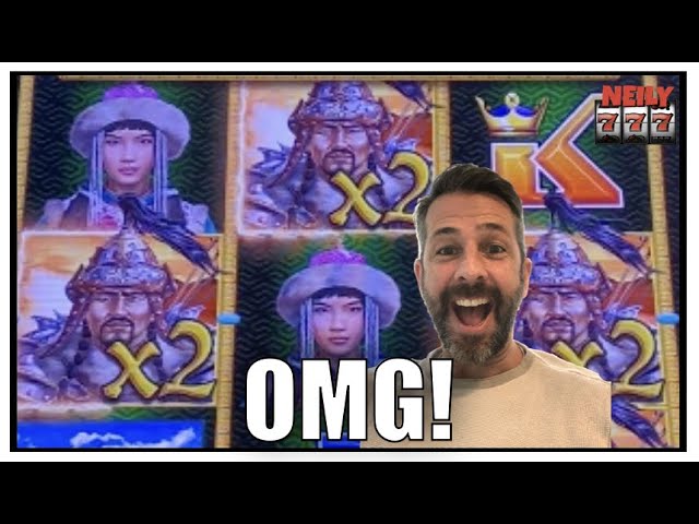 All the 2x symbols lined up perfectly for a Jackpot!! Big Win on Ghengis Khan slot machine!