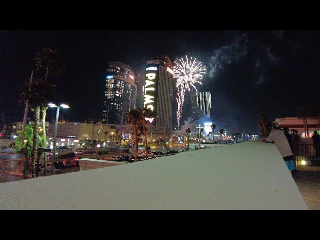 Fireworks show at the Palms casino reopening in Las vegas