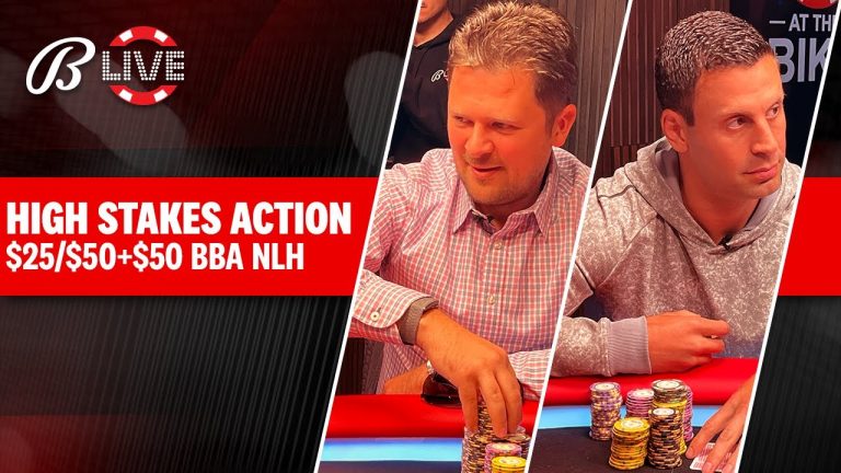 High Stakes w/ Garrett Adelstein $25/$50+$50 BBA NLH CASH GAME – Live at the Bike