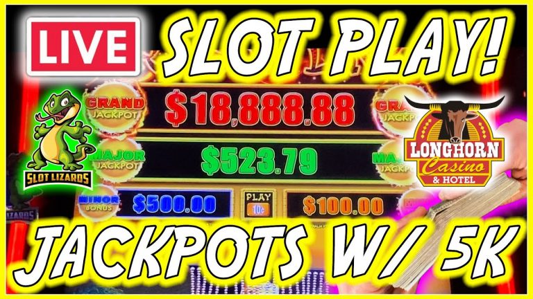 LIVE SLOT PLAY! 5K IN THE HOUUSSSEEE! LETS HIT A GRAND JACKPOT AT THE LONGHORN CASINO!