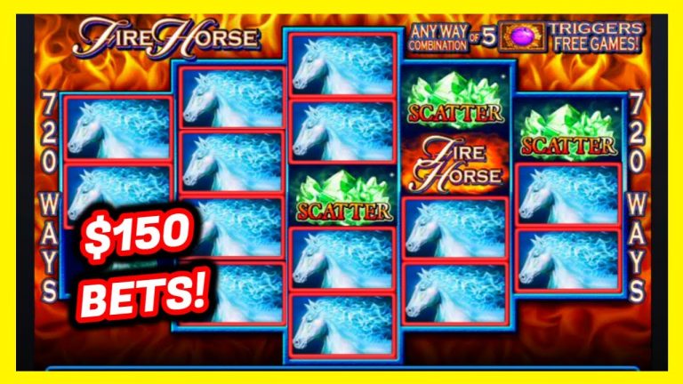 MULTIPLE BIG WINS AND FREE SPINS AT $150! Classic Slot Machine Casino Game Fire Horse!