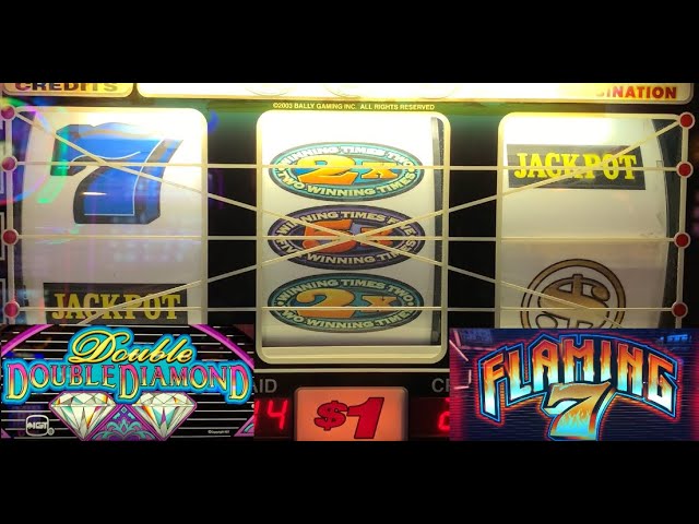 OLD SCHOOL CASINO SLOTS: DOUBLE DOUBLE DIAMOND + FLAMING 7 + 2X 3X 5X WINNING TIMES PAY SLOT PLAY!