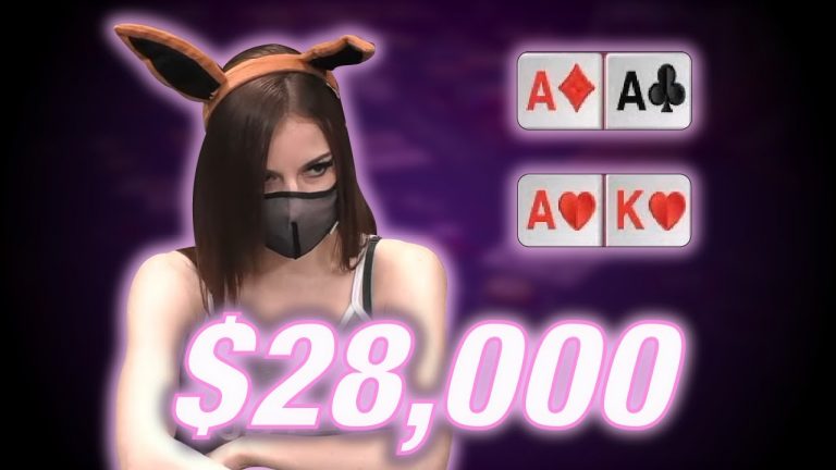 Poker Bunny Picks Up POCKET ACES vs ACE KING @ Hustler Casino Live Poker Clips