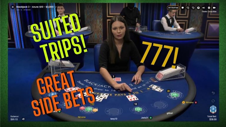 SUITED TRIPS ON REGULAR BLACKJACK WITH GREAT SIDE BETS