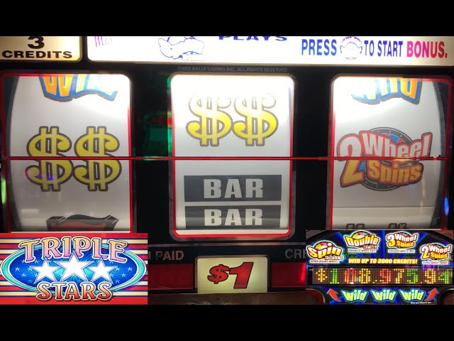 CLASSIC OLD SCHOOL CASINO SLOTS: BLAZING 777 WILD BONUS SPIN + TRIPLE STARS SLOT PLAY! 4 SPINS! 2X2!