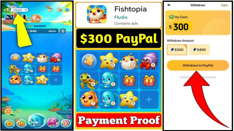 Fishtopia App $300 PayPal Cash Out | Earn Money Online | Earning App