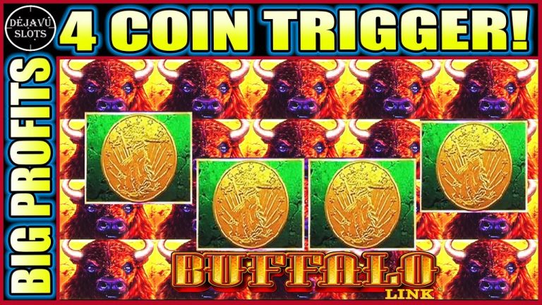 INCREDIBLE TURNING FREE PLAY INTO BIG PROFITS! 4 COIN TRIGGER HIGH LIMIT BUFFALO LINK SLOT MACHINE