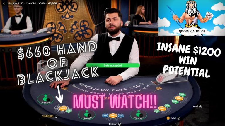 MASSIVE HAND OF BLACKJACK AT $100 MIN TABLE (LIVE BLACKJACK)