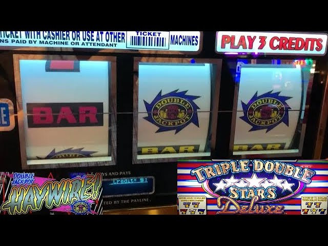 NEW FINDS! OLD SCHOOL CASINO SLOTS: DOUBLE JACKPOT HAYWIRE + TRIPLE DOUBLE STARS DELUXE SLOT PLAY!