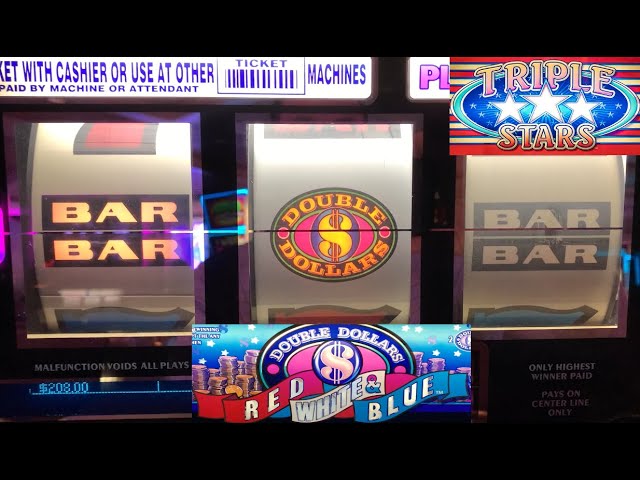 NEW! OLD SCHOOL CASINO SLOTS: DOUBLE DOLLARS RED WHITE & BLUE + TRIPLE STARS SLOT PLAY!