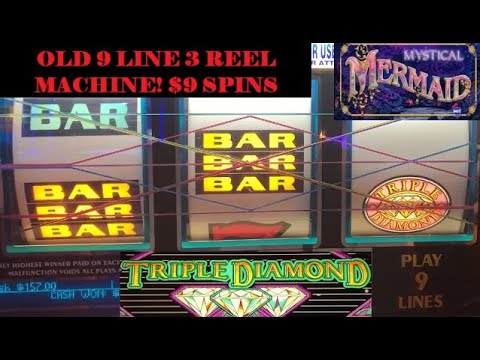 CLASSIC OLD SCHOOL CASINO SLOTS: 9 LINE TRIPLE DIAMOND + DOUBLE MYSTICAL MERMAID SLOT PLAY! NICE!