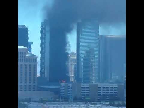 Fire on Las Vegas Strip. Cosmopolitan Hotel