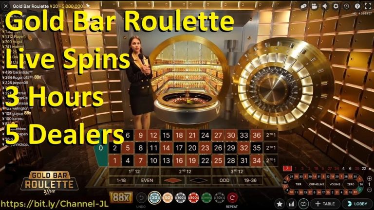 Gold Bar Roulette Live Spins 3 Hours 9 Mins 5 Dealers | Not Auto Roulette