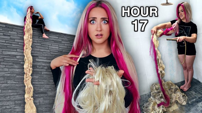 I Survived 24 HOURS in the Worlds Longest Hair Extensions