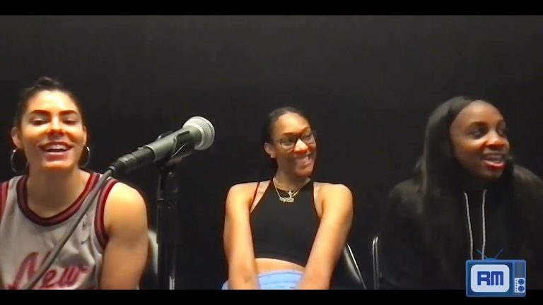 Kelsey Plum/A’ja Wilson/Jackie Young after Las Vegas Aces’ 107-101 win over NY Liberty | July 12