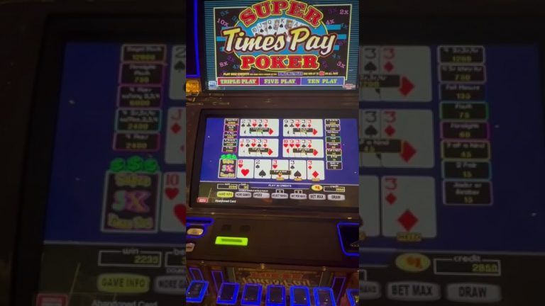 Monster Jackpot Hit Super Times Pay Video Poker Quads multiplier. #videopoker #poker #lasvegas