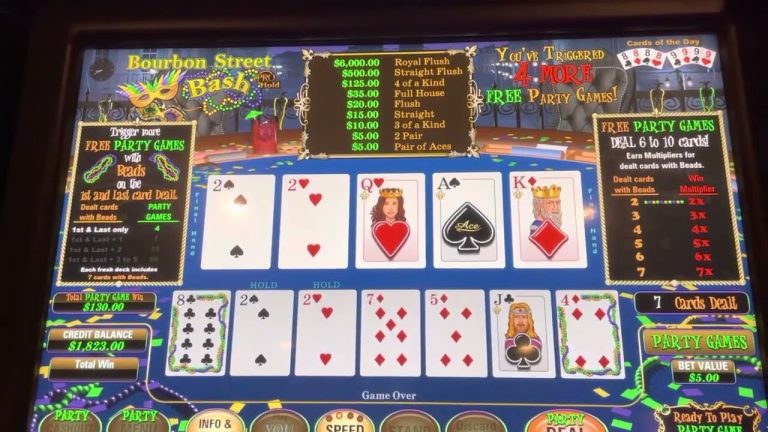 U1 Bonus Game in Video Poker Bourbon Street Bash at El Cortez, Las Vegas 7 free part games