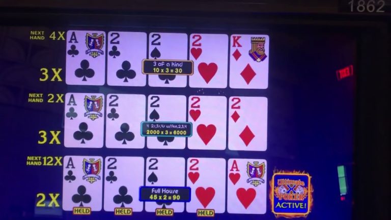 Ultimate X Video Poker. 6.1K Jackpot. Dealt Three 2s with a kicker. Triple Double Bonus. Huge Win.