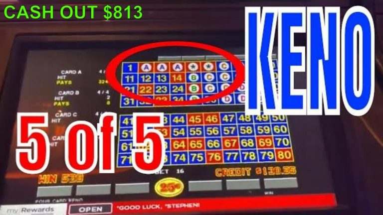 5 of 5 KENO Just 1 More $20 and a few more spins. Hit 2-3-4-5-6 for 3216 QUARTERS! Finally a Winner