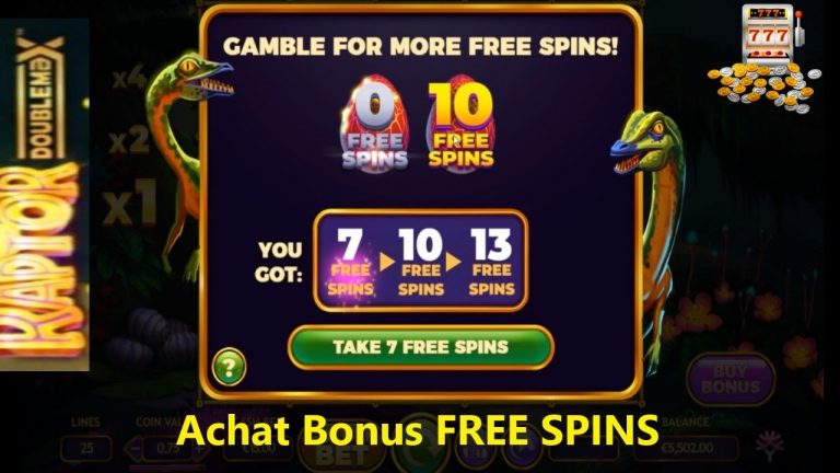 ACHAT DU BONUS FREE SPINS sur la slot RAPTOR DOUBLE MAX ( Tentative d’achat ! )