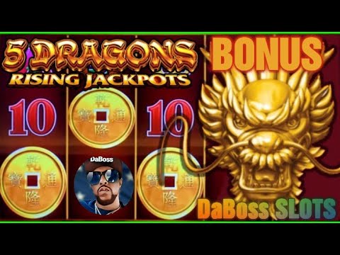 BONUS ON 5 DRAGONS RISING JACKPOTS SLOT MACHINE #dabossslots