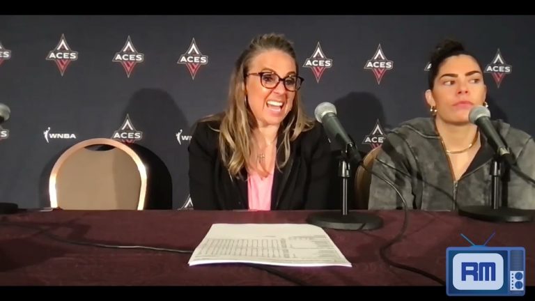 Becky Hammon and Kelsey Plum after Las Vegas Aces’ 89-78 win over Chicago Sky | Aug. 12