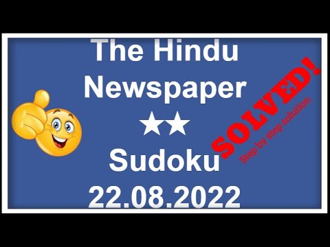 How to Solve The Hindu Newspaper 2 Star Sudoku August 22, 2022 | Step by Step Solution | Level