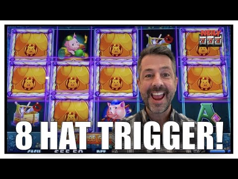 I have NEVER HAD 8 HATS BEFORE! Huff and More Puff Slot Machine!