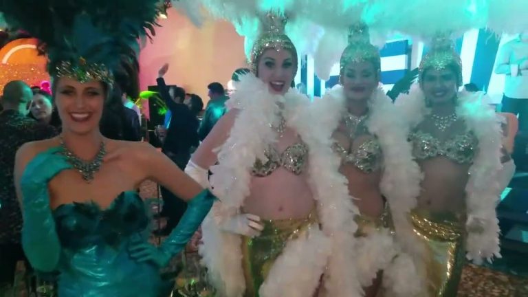 Las Vegas showgirls and strolling champagne dresses