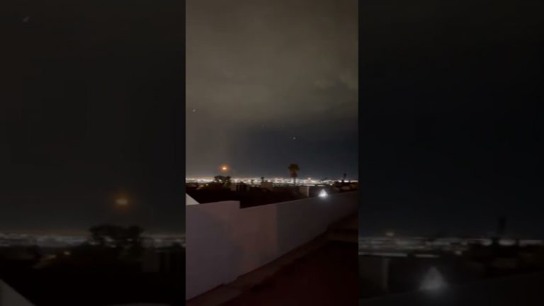 Lightning storm with flying orbs in Las Vegas.