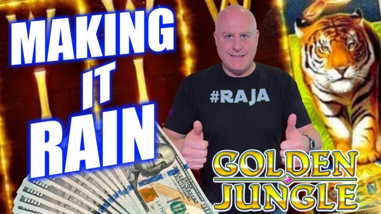 MAKING IT RAIN JACKPOTS PLAYING HIGH LIMIT GOLDEN JUNGLE SLOTS!