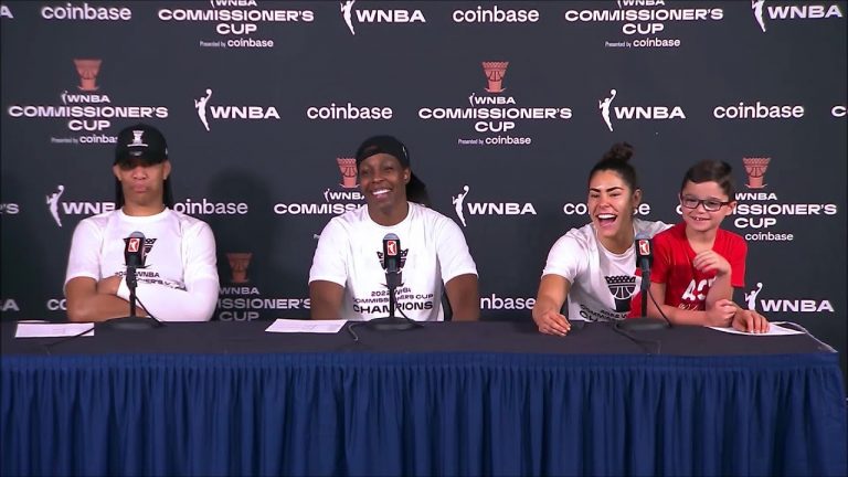 Post Game Kelsey Plum, A’ja Wilson, Chelsea Gray | Commissioner’s Cup, Las Vegas Aces vs Chicago Sky