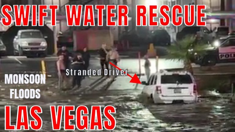 SWIFT WATER RESCUE Full Video Paradise road to Harmon – Flooding near Virgin Hotel Casino Las Vegas