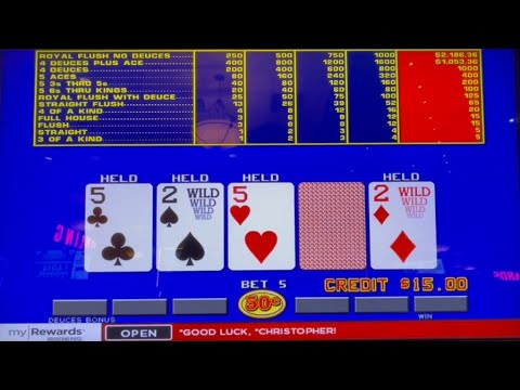 Video Poker: Deuces Wild Bonus Poker Progressive Session! 50 Cent Machine